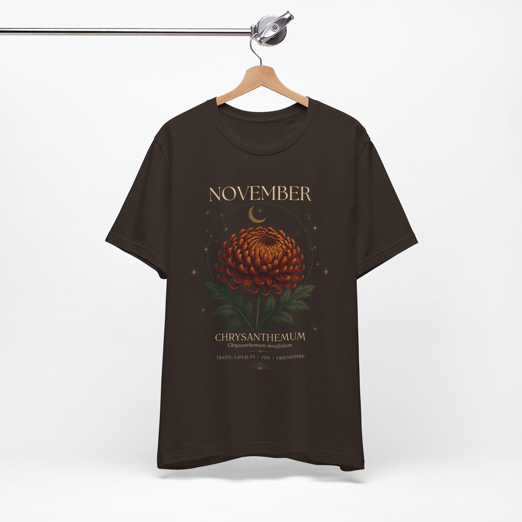 November Birth Flower Chrysanthemum Tee — Floral Birth Month T-Shirt