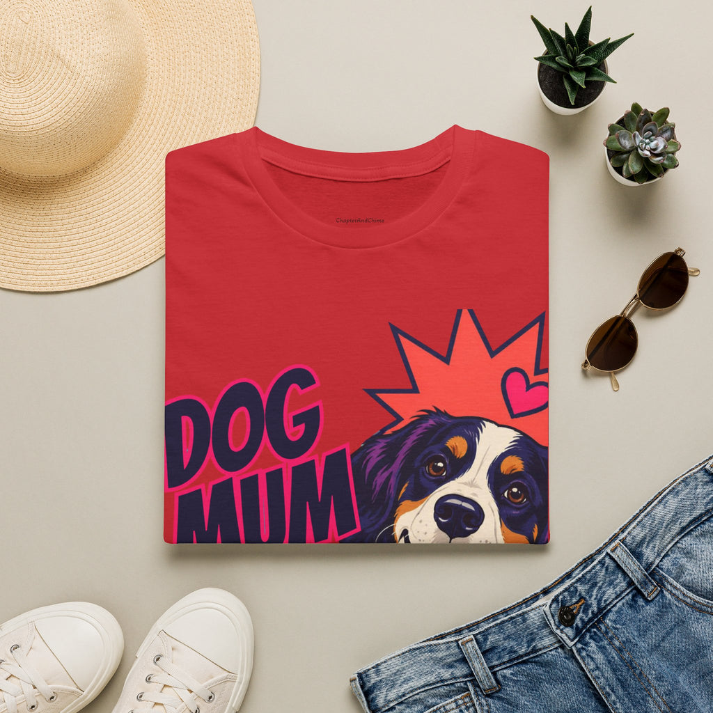 Dog Mum Pop Art T-Shirt | Happy Dog Portrait, Heart Collar