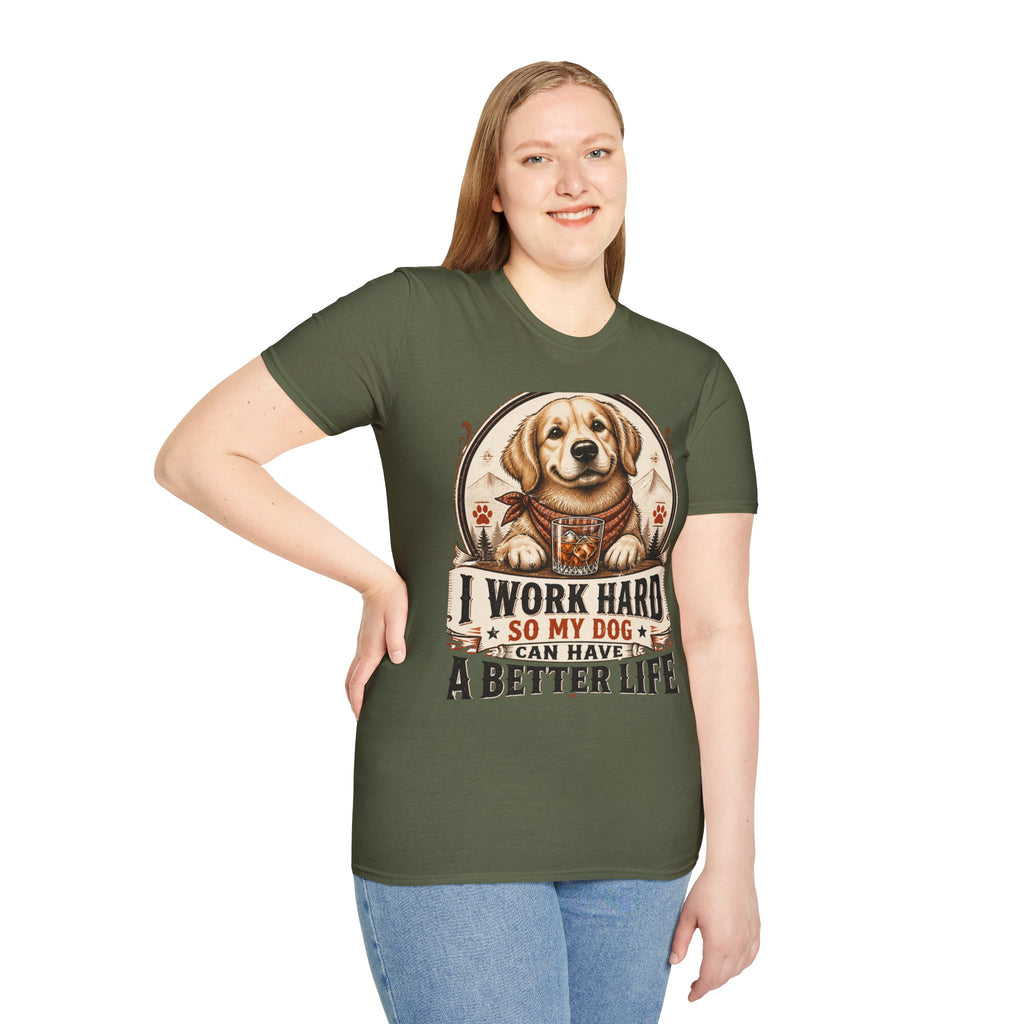 I Work Hard So My Dog Can Have A Better Life T-Shirt | Golden Retriever Dog Tee