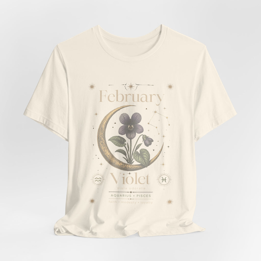 February Birth Flower Tee | Violet Botanical Design | Birthday Gift