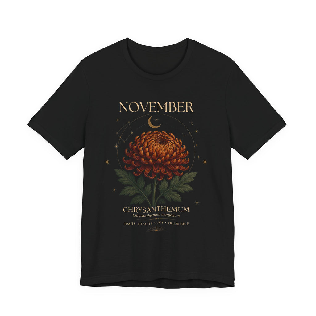 November Birth Flower Chrysanthemum Tee — Floral Birth Month T-Shirt