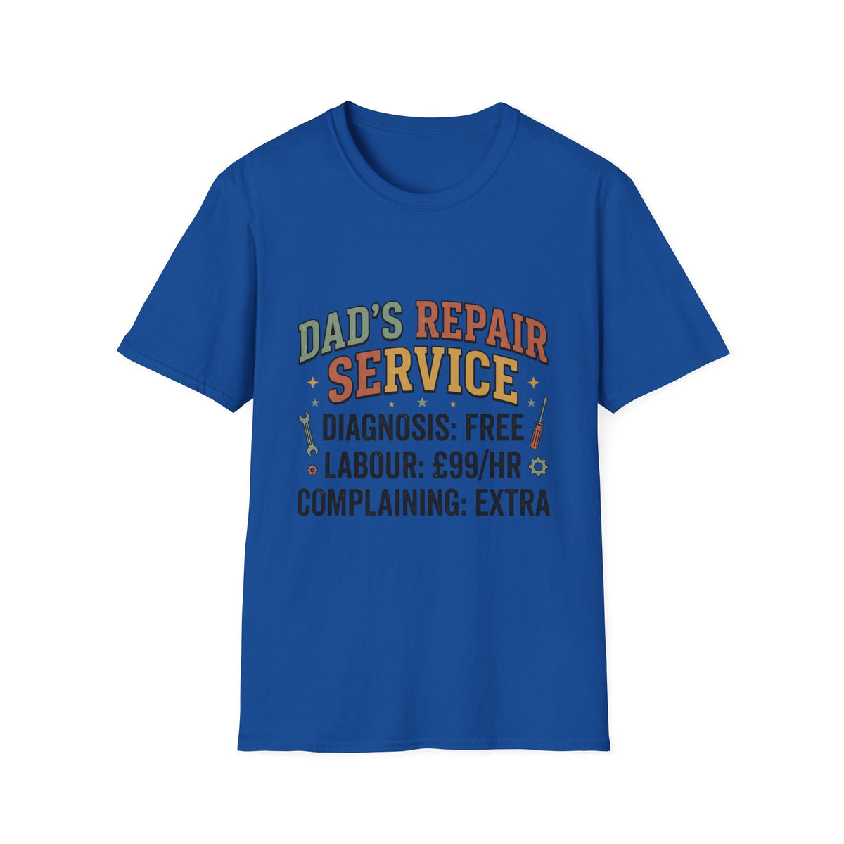 Dad's Repair Service T-Shirt | Funny Handyman Slogan, Tool Graphic