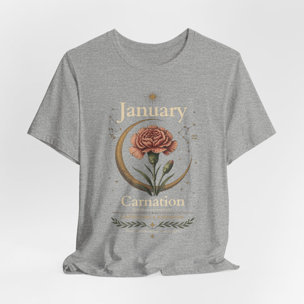 January Birth Flower - Carnation T-Shirt — Birth Month Flower Tee