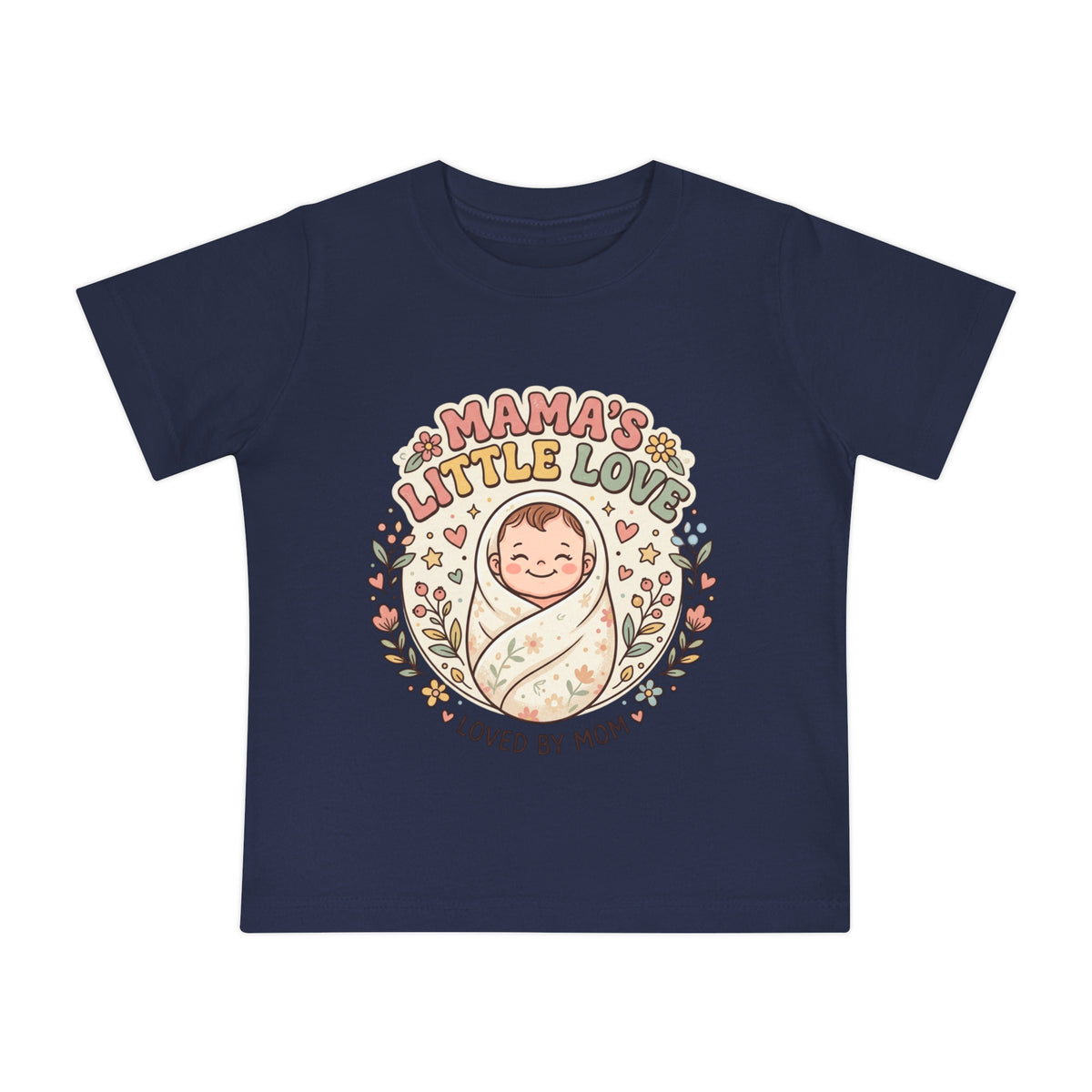 Mama's Little Love baby short sleeve t-shirt | Loved by Mom, floral swaddle design