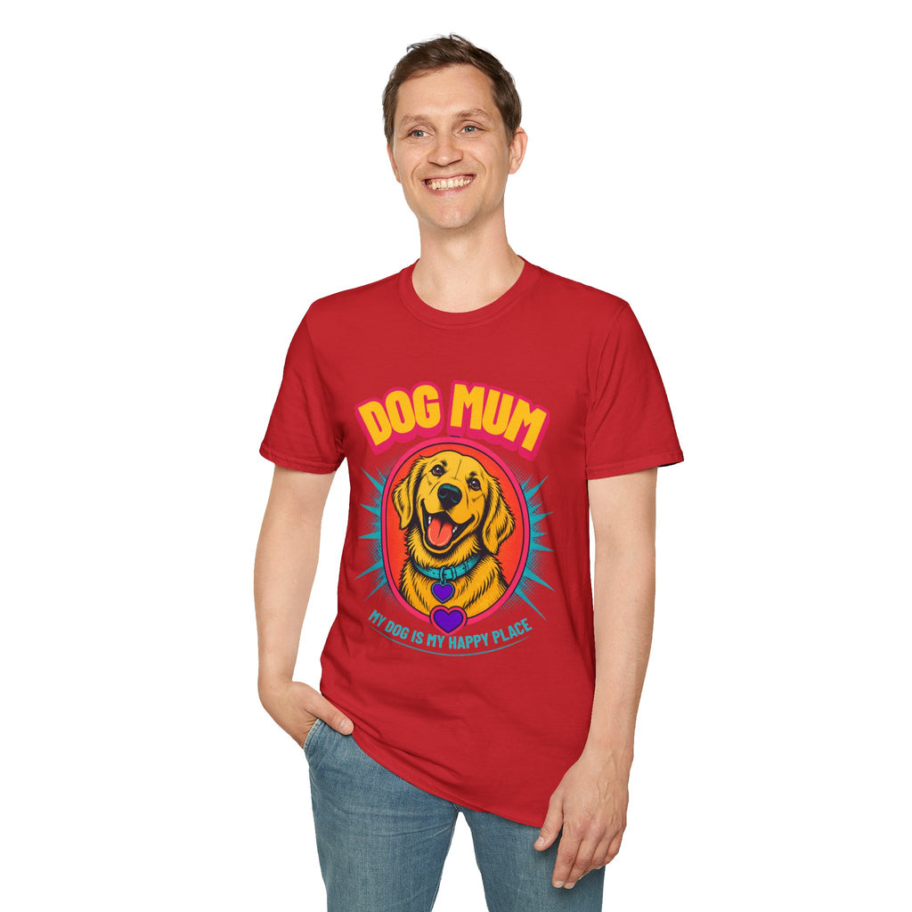 Dog Mum Golden Retriever T-Shirt | Cute Retro Dog Portrait, Pet Lover Tee