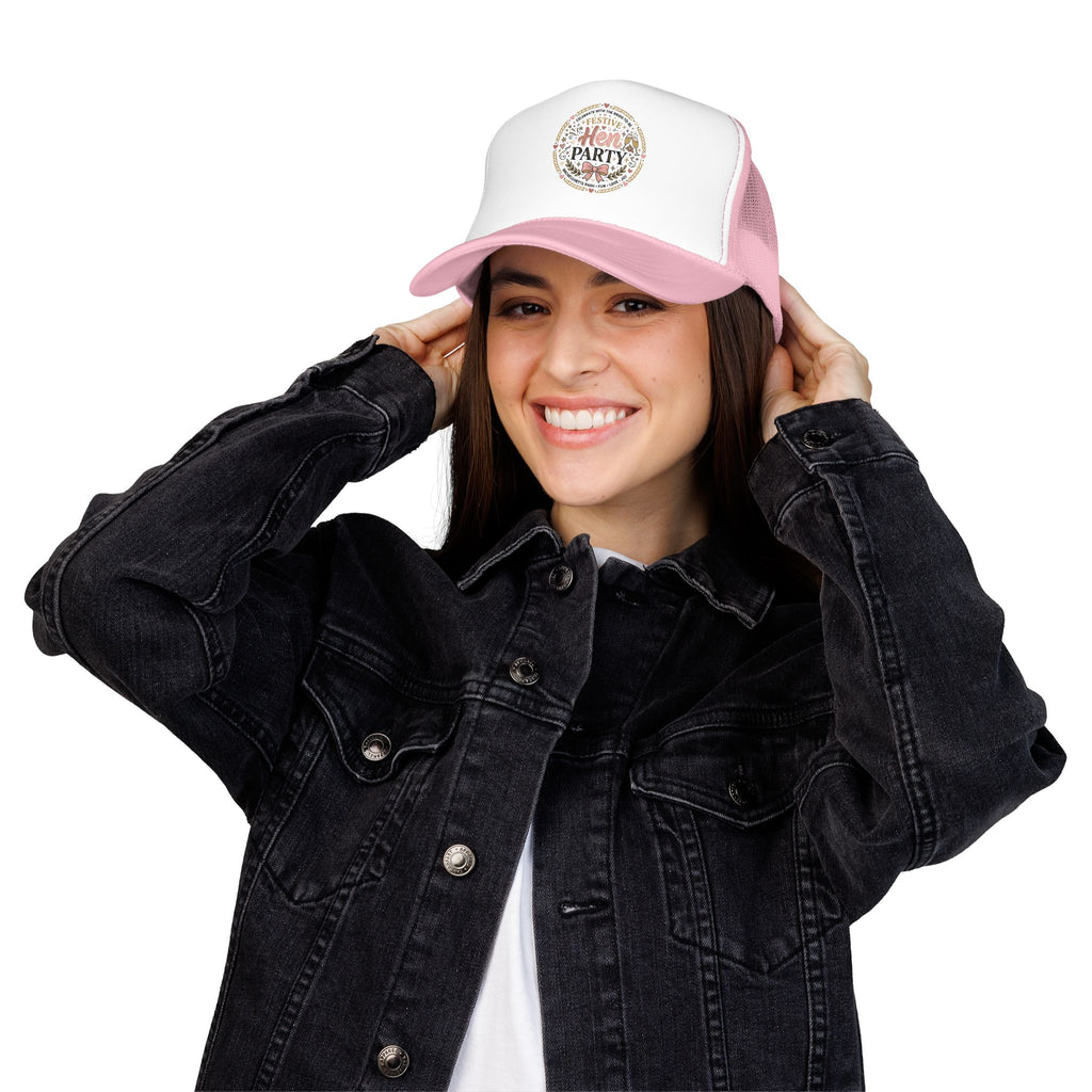 Hen Party Festive Foam Trucker Hat | Floral Wreath Design