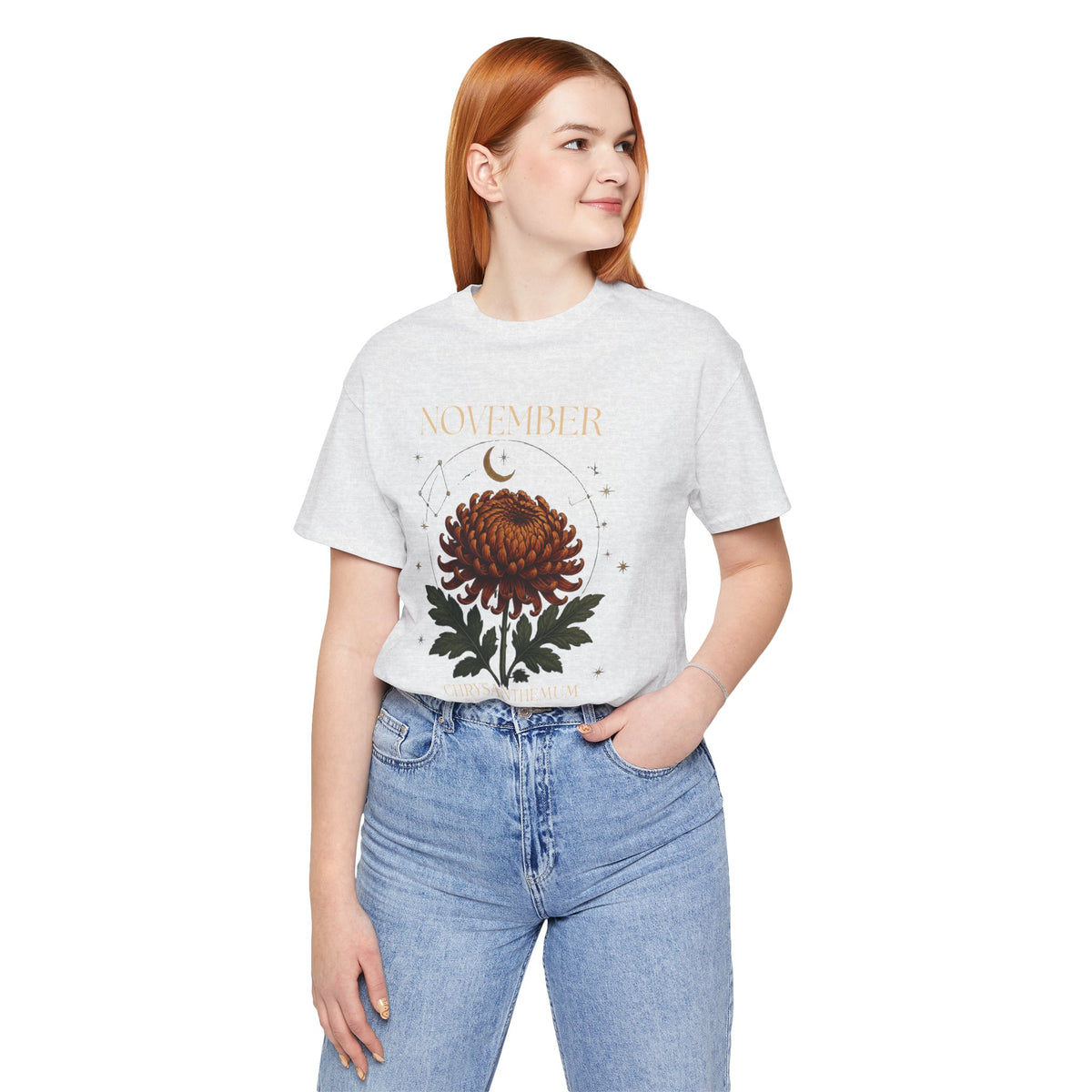 November Birth Flower Chrysanthemum Tee — Floral Birth Month T-Shirt