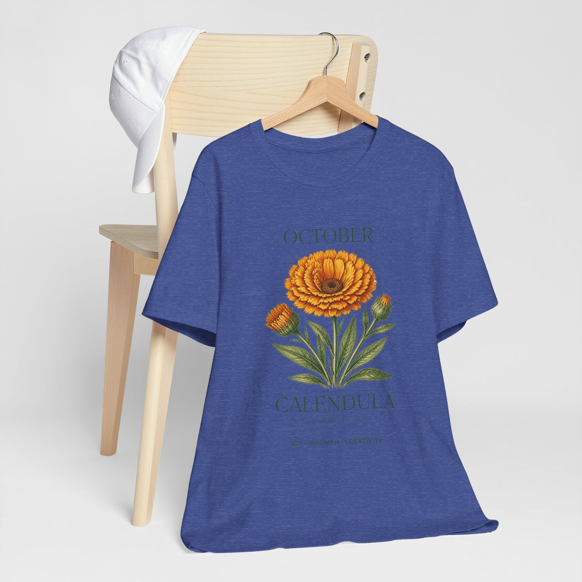October Birth Flower Tee | Marigold & Cosmos Celestial Design | Birthday Gift