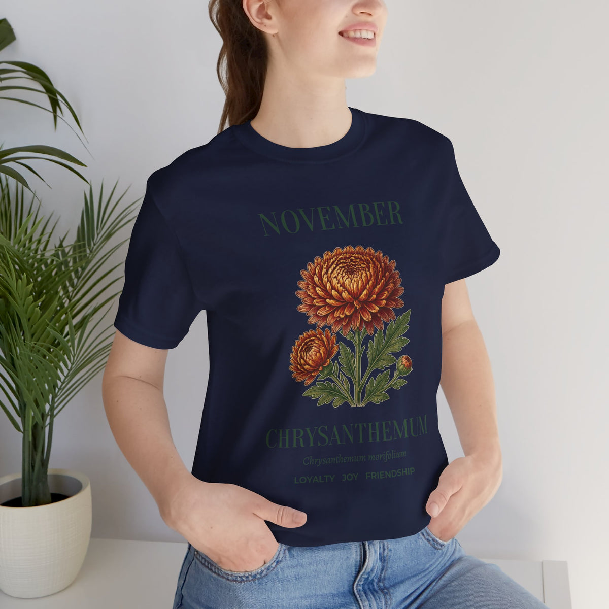 November Birth Flower Tee | Chrysanthemum Celestial Design | Birthday Gift