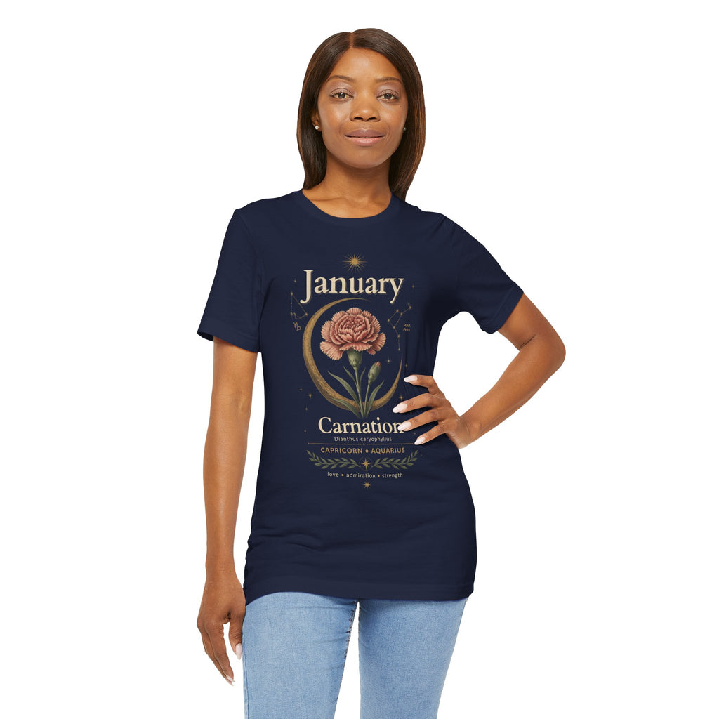 January Birth Flower - Carnation T-Shirt — Birth Month Flower Tee