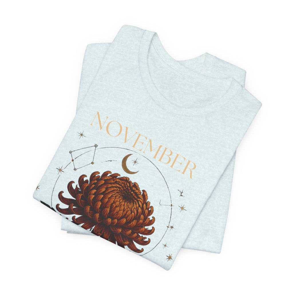 November Birth Flower Chrysanthemum Tee — Floral Birth Month T-Shirt