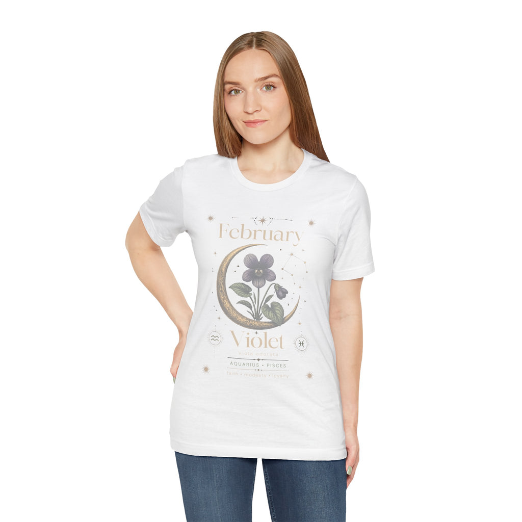 February Birth Flower Tee | Violet Botanical Design | Birthday Gift