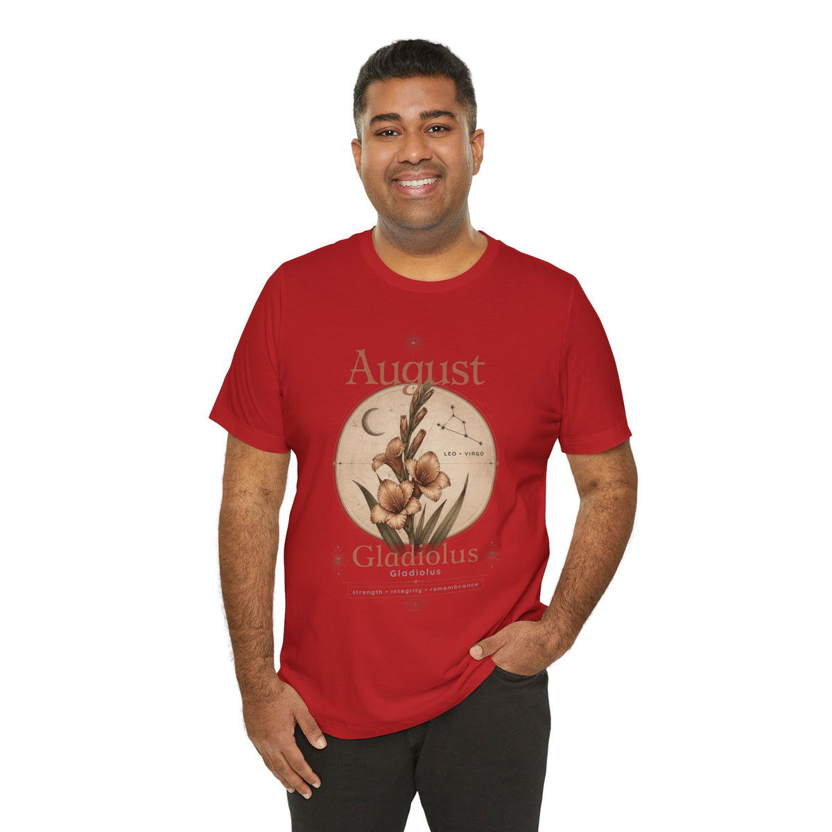August Birth Flower Gladiolus Floral Tee