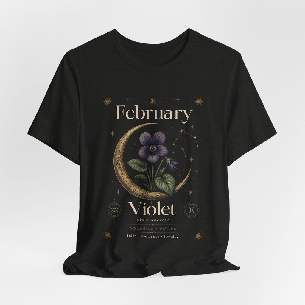 February Birth Flower Tee | Violet Botanical Design | Birthday Gift