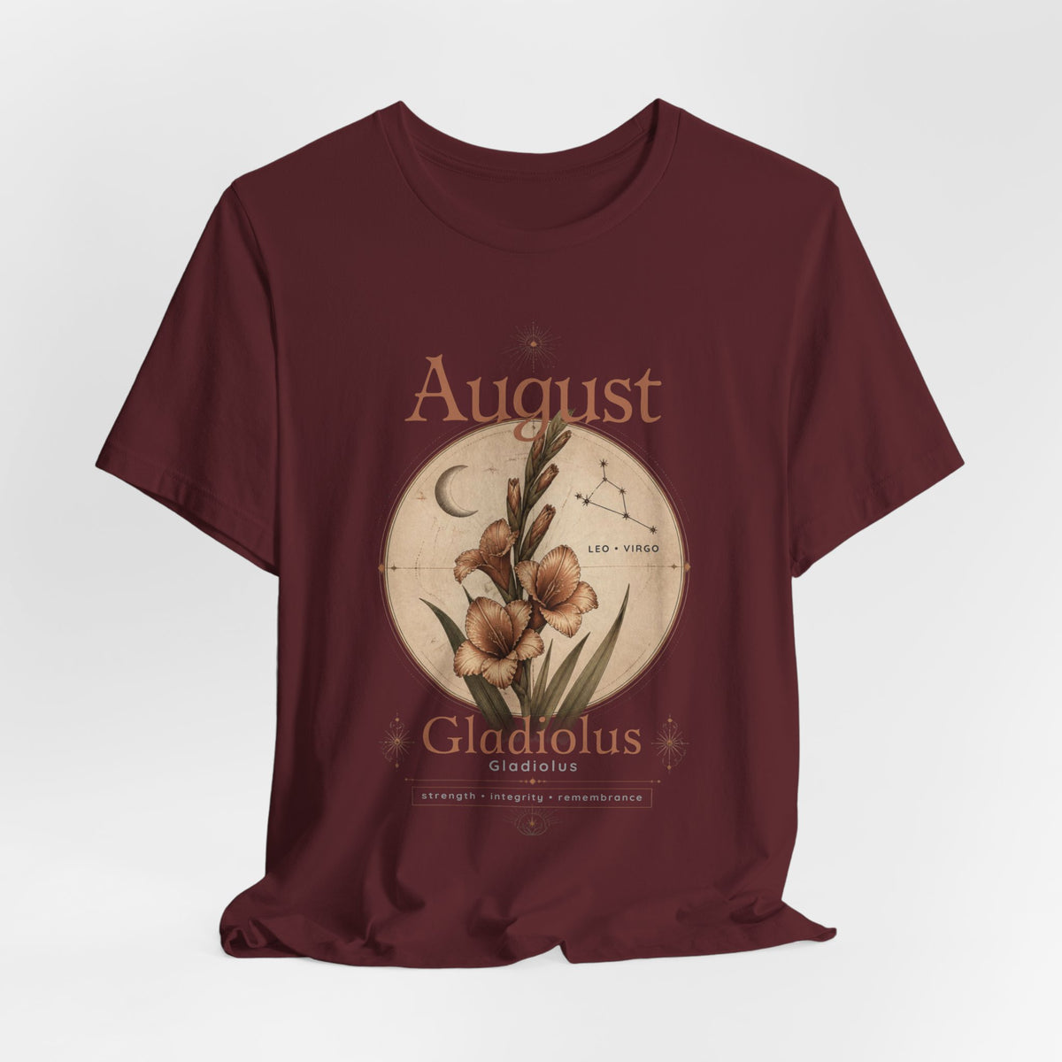 August Birth Flower Gladiolus Floral Tee