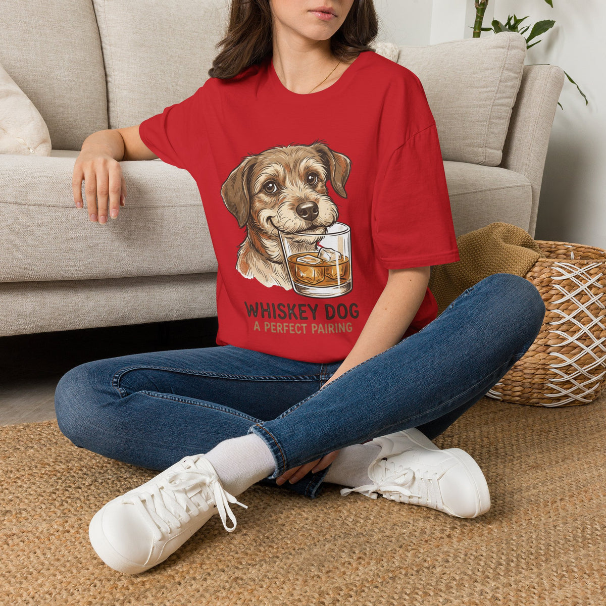 Whiskey Dog A Perfect Pairing T-Shirt | Dog & Whiskey Illustration