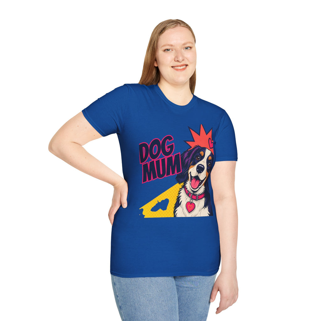 Dog Mum Pop Art T-Shirt | Happy Dog Portrait, Heart Collar