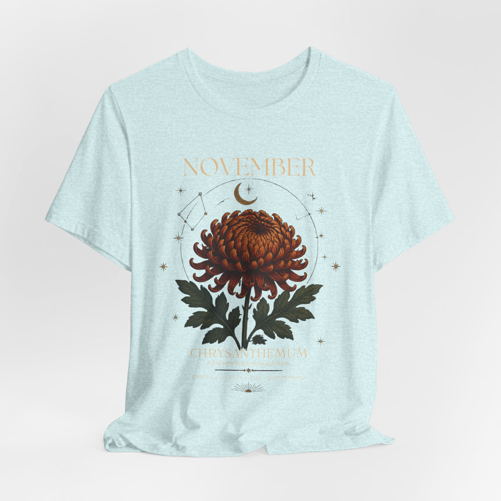 November Birth Flower Chrysanthemum Tee — Floral Birth Month T-Shirt