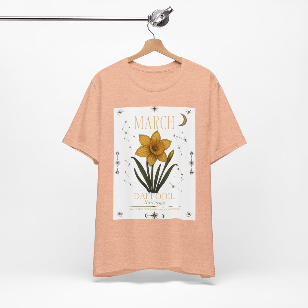March Zodiac/Celestial aesthetics with birth flower — Birth Month Flower Tee