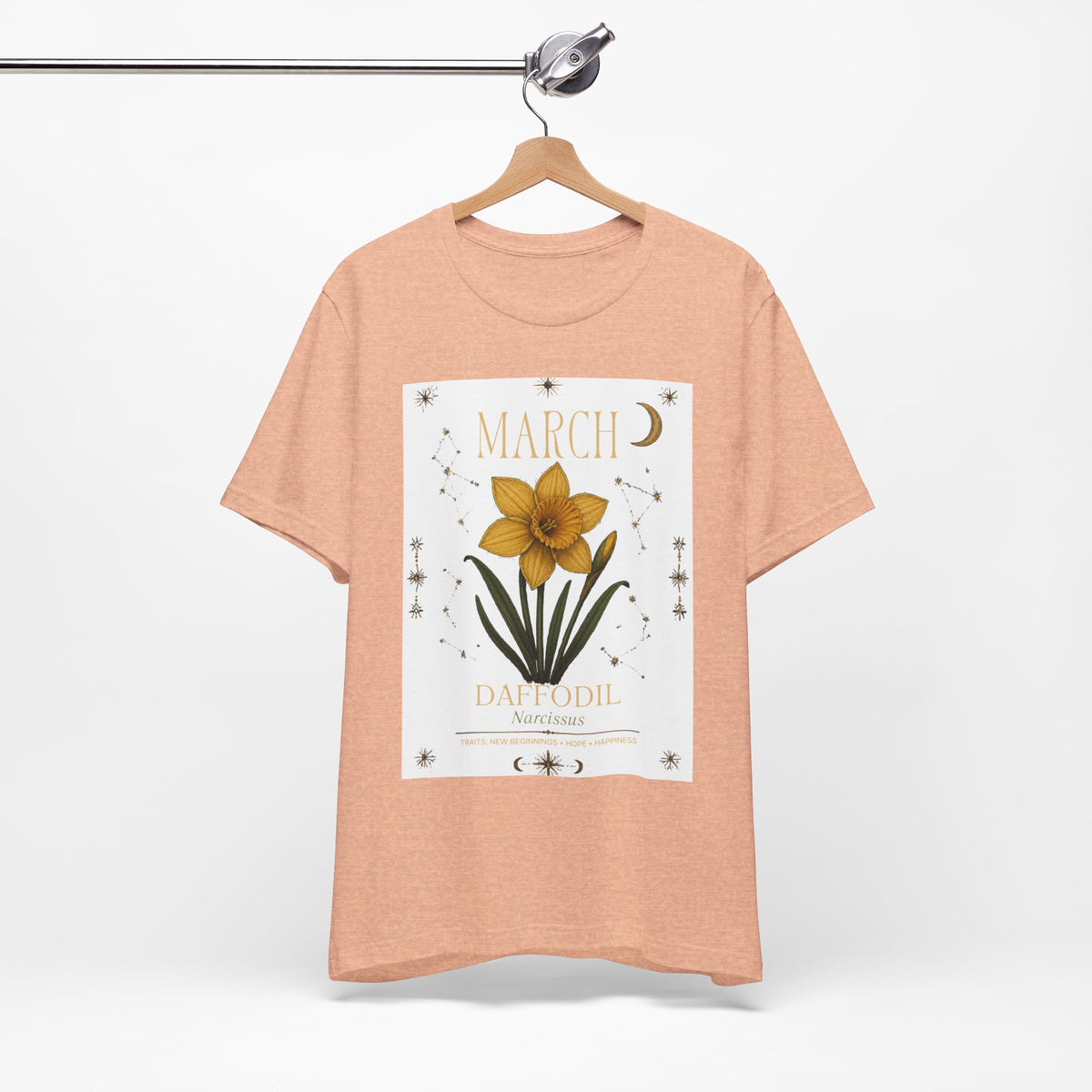 March Zodiac/Celestial aesthetics with birth flower — Birth Month Flower Tee