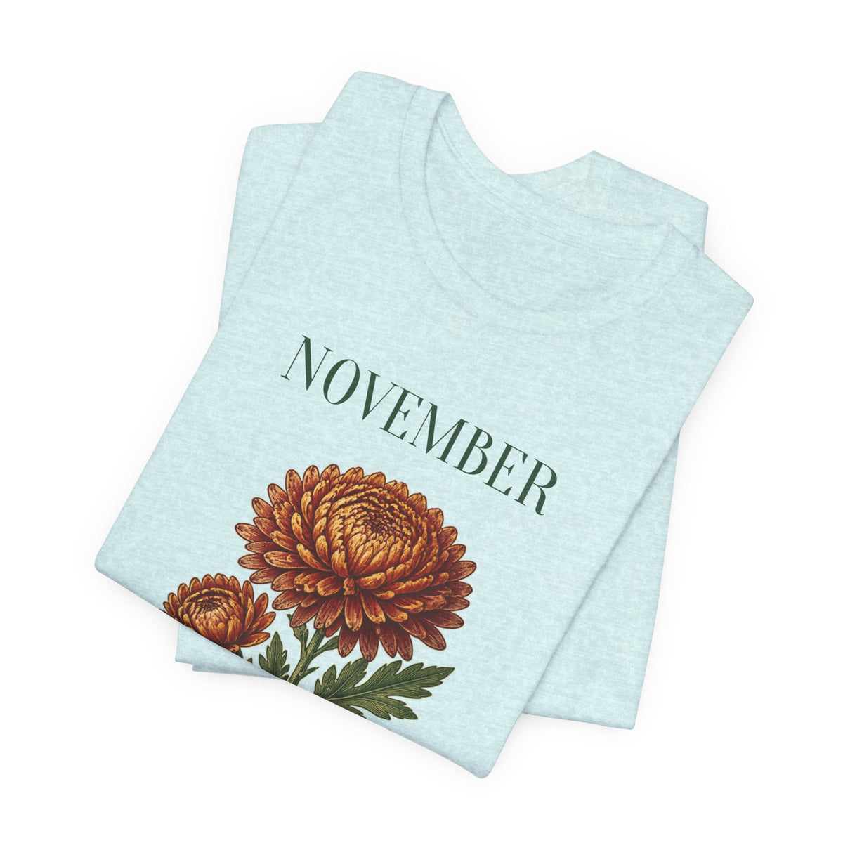 November Birth Flower Tee | Chrysanthemum Celestial Design | Birthday Gift