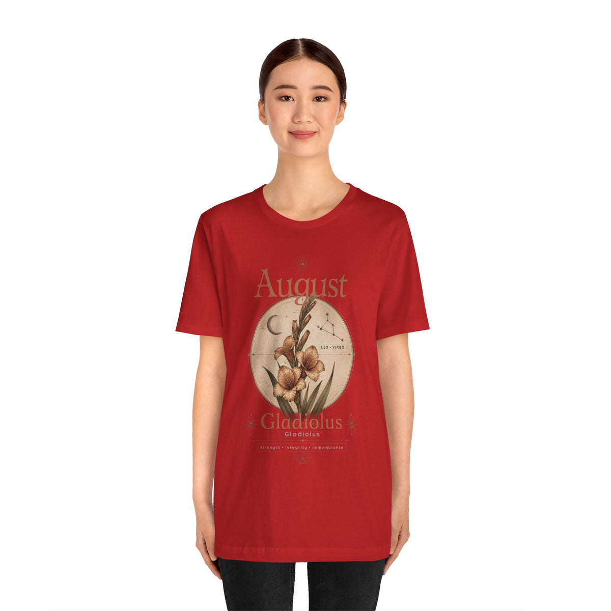 August Birth Flower Gladiolus Floral Tee