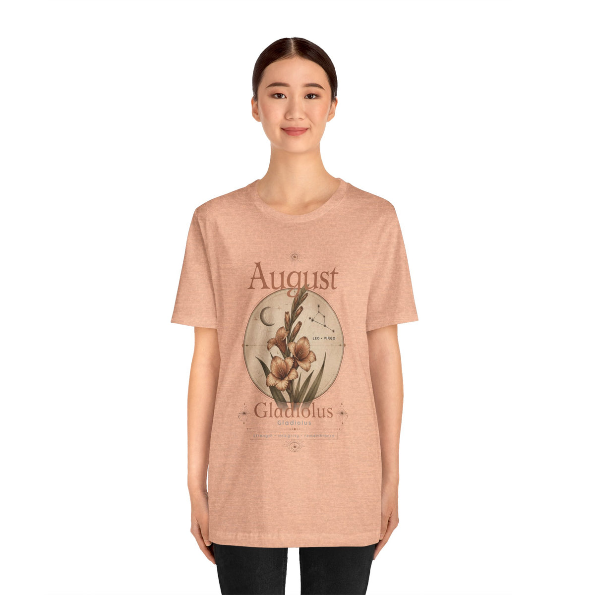 August Birth Flower Gladiolus Floral Tee