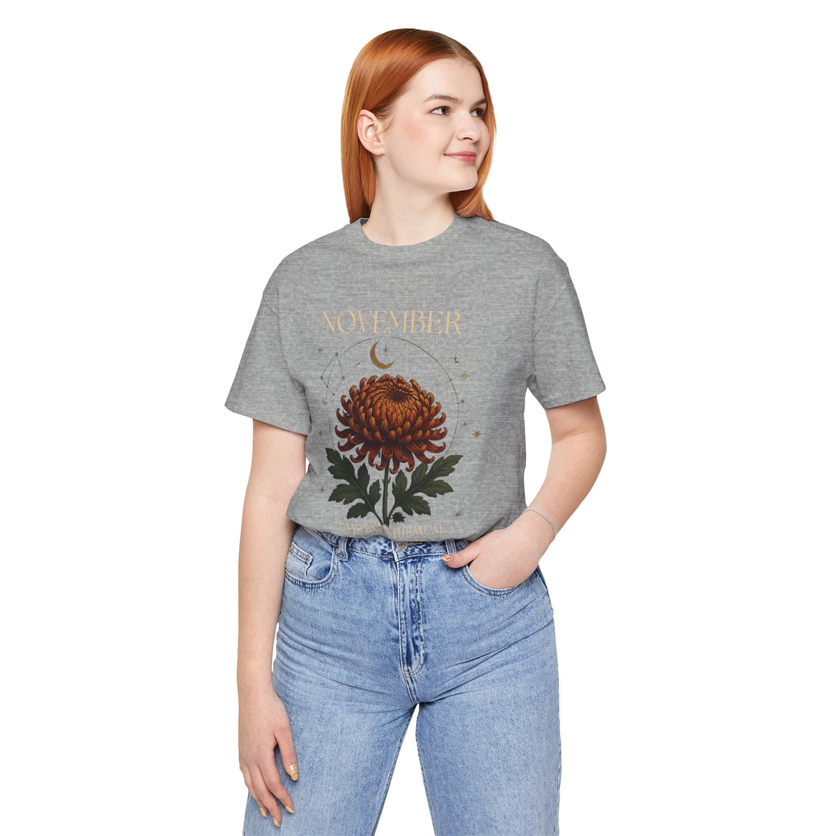 November Birth Flower Chrysanthemum Tee — Floral Birth Month T-Shirt