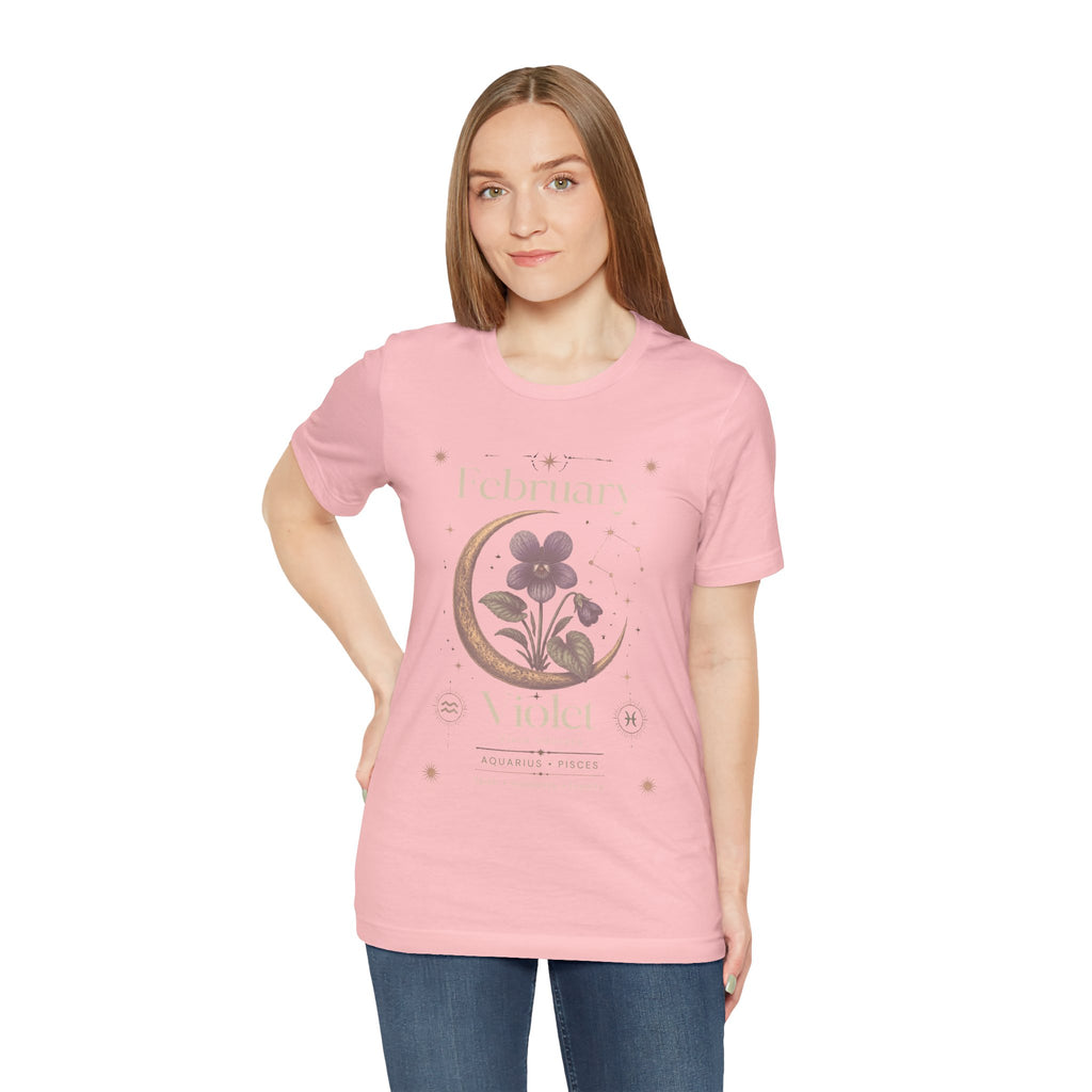 February Birth Flower Tee | Violet Botanical Design | Birthday Gift