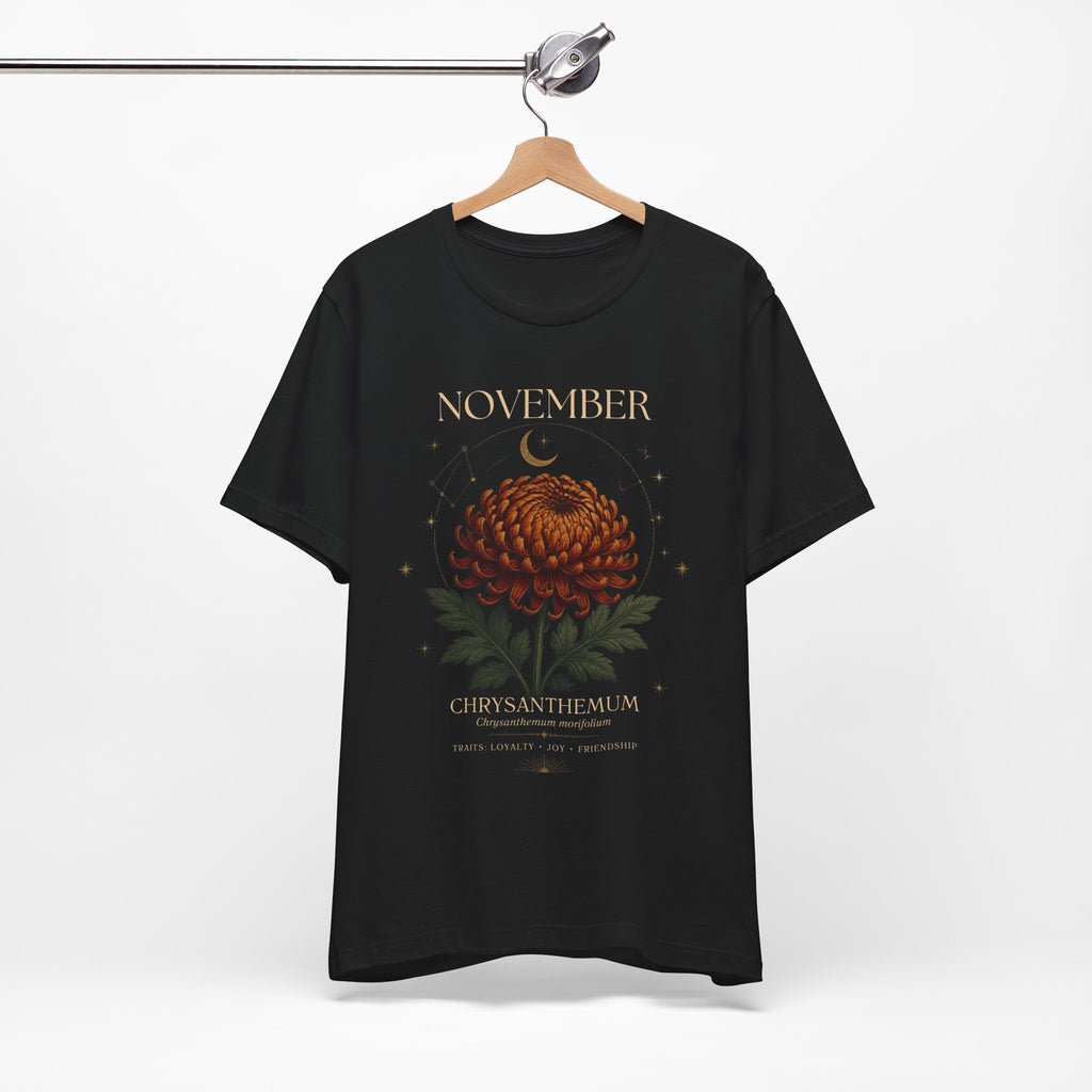 November Birth Flower Chrysanthemum Tee — Floral Birth Month T-Shirt