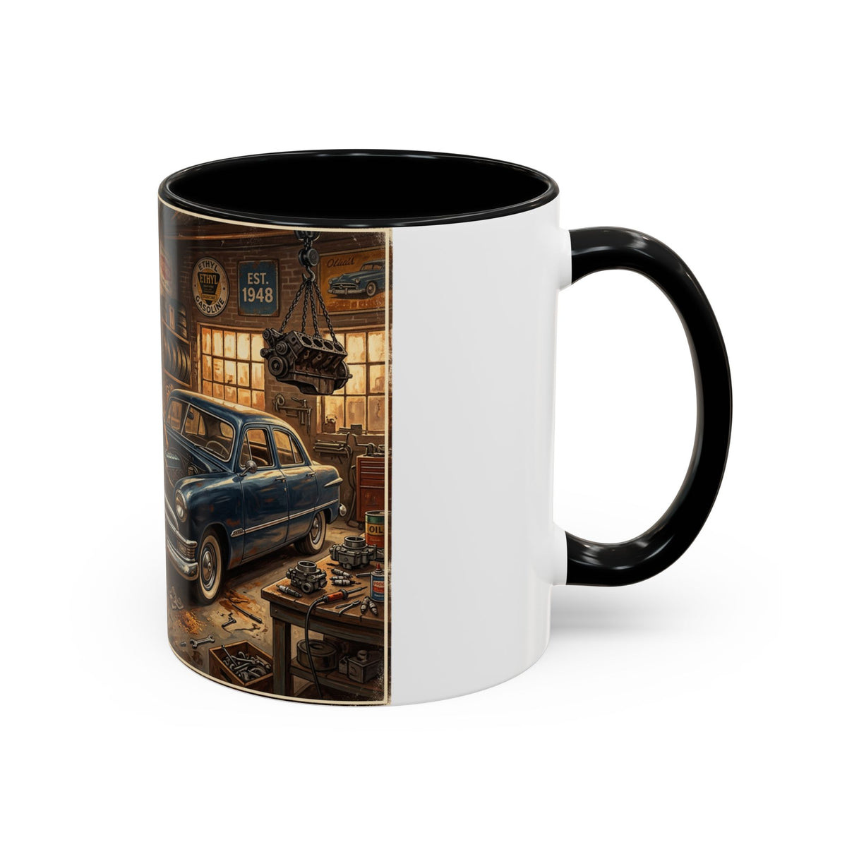 Vintage Dad Garage Mechanic Illustration Mug | Accent Coffee Mug
