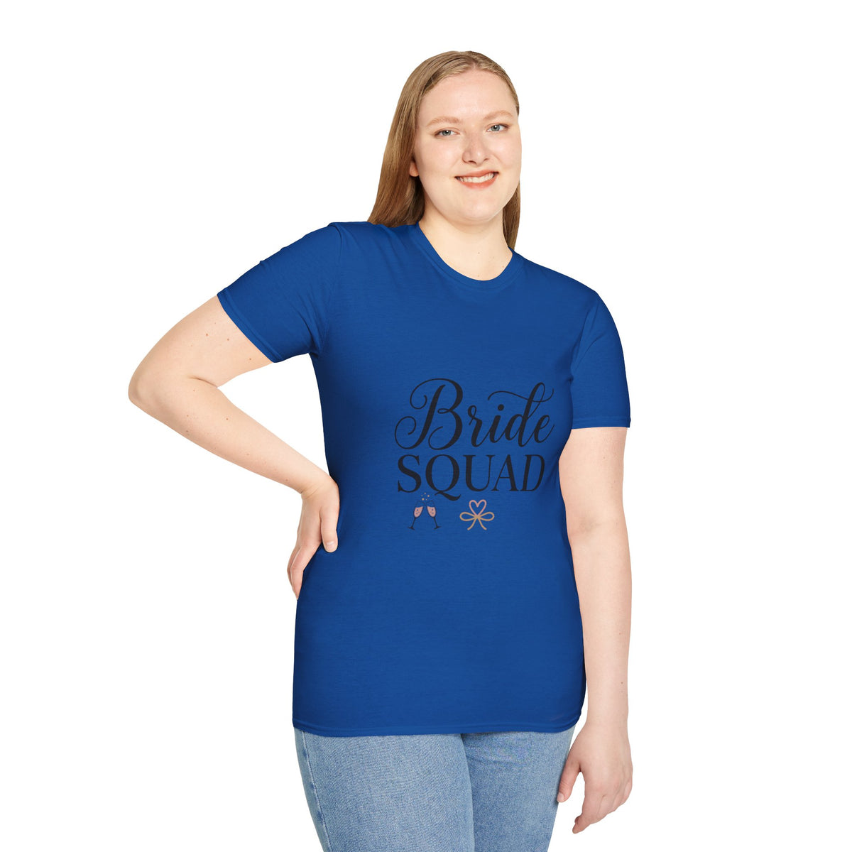 Bride Squad T-Shirt — Bachelorette Party Bridesmaid Tee with Champagne Icons