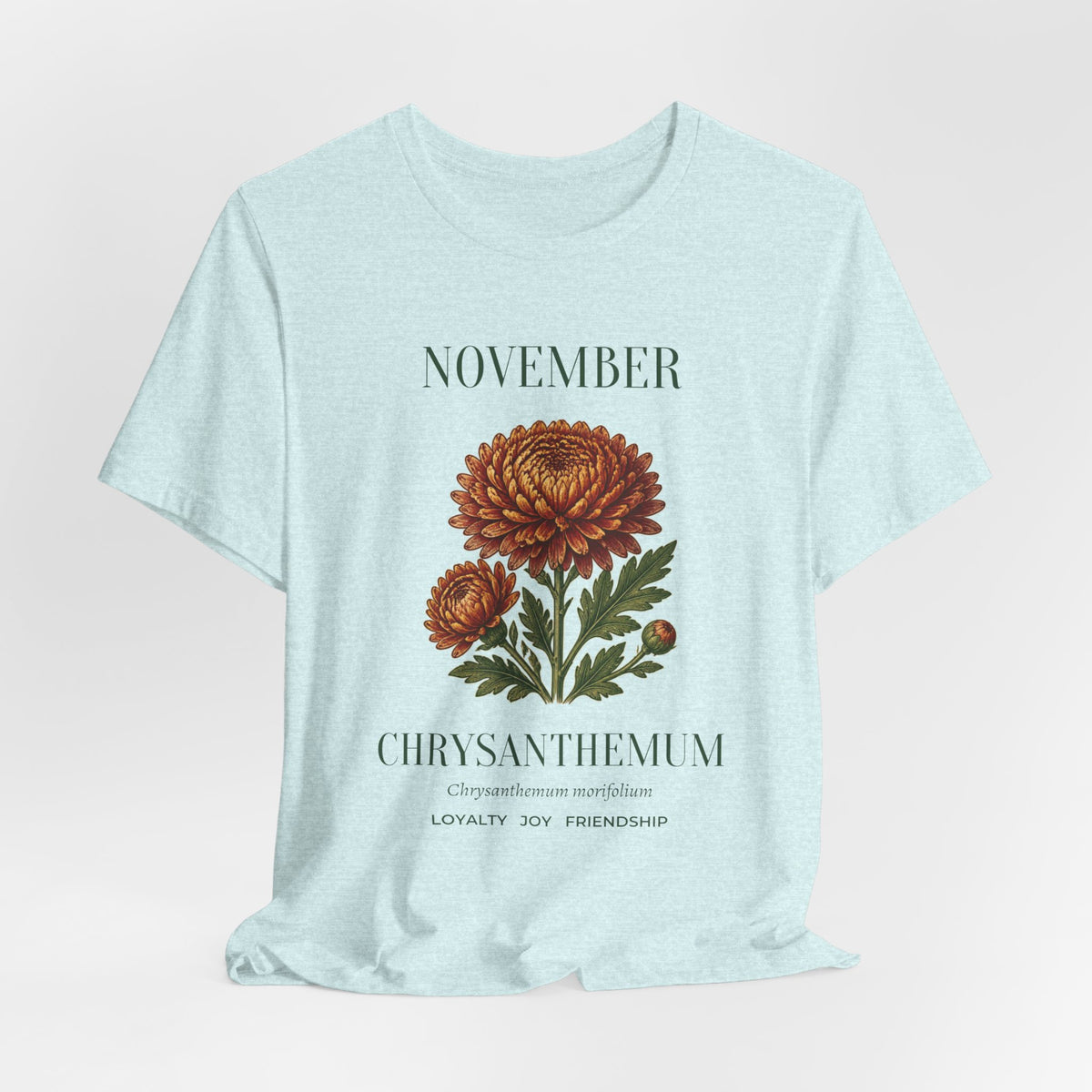 November Birth Flower Tee | Chrysanthemum Celestial Design | Birthday Gift