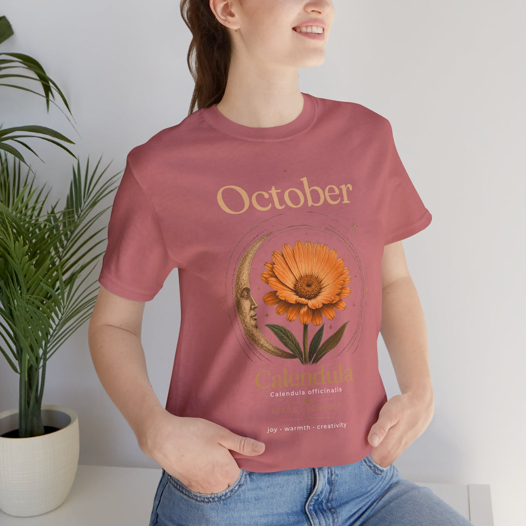 October Birth Flower Calendula T‑Shirt – Floral Birth Month Tee