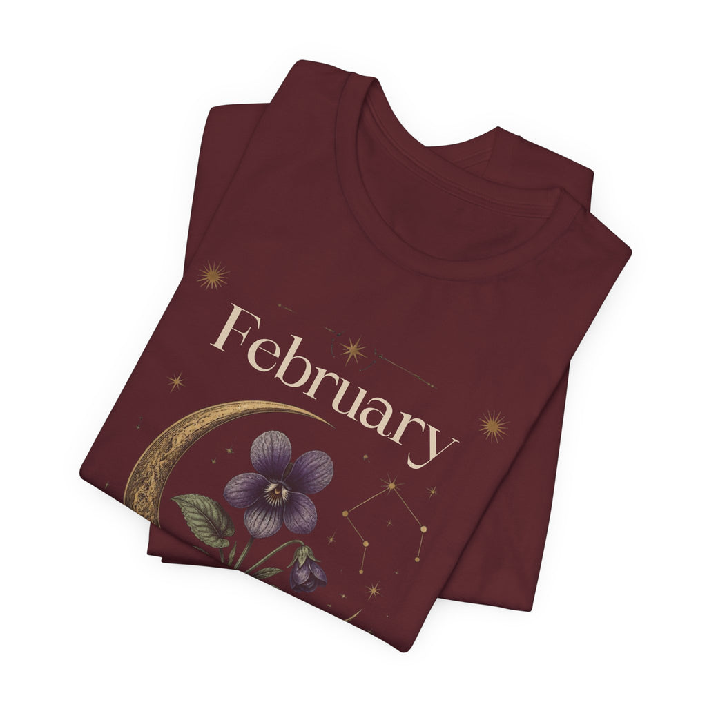 February Birth Flower Tee | Violet Botanical Design | Birthday Gift