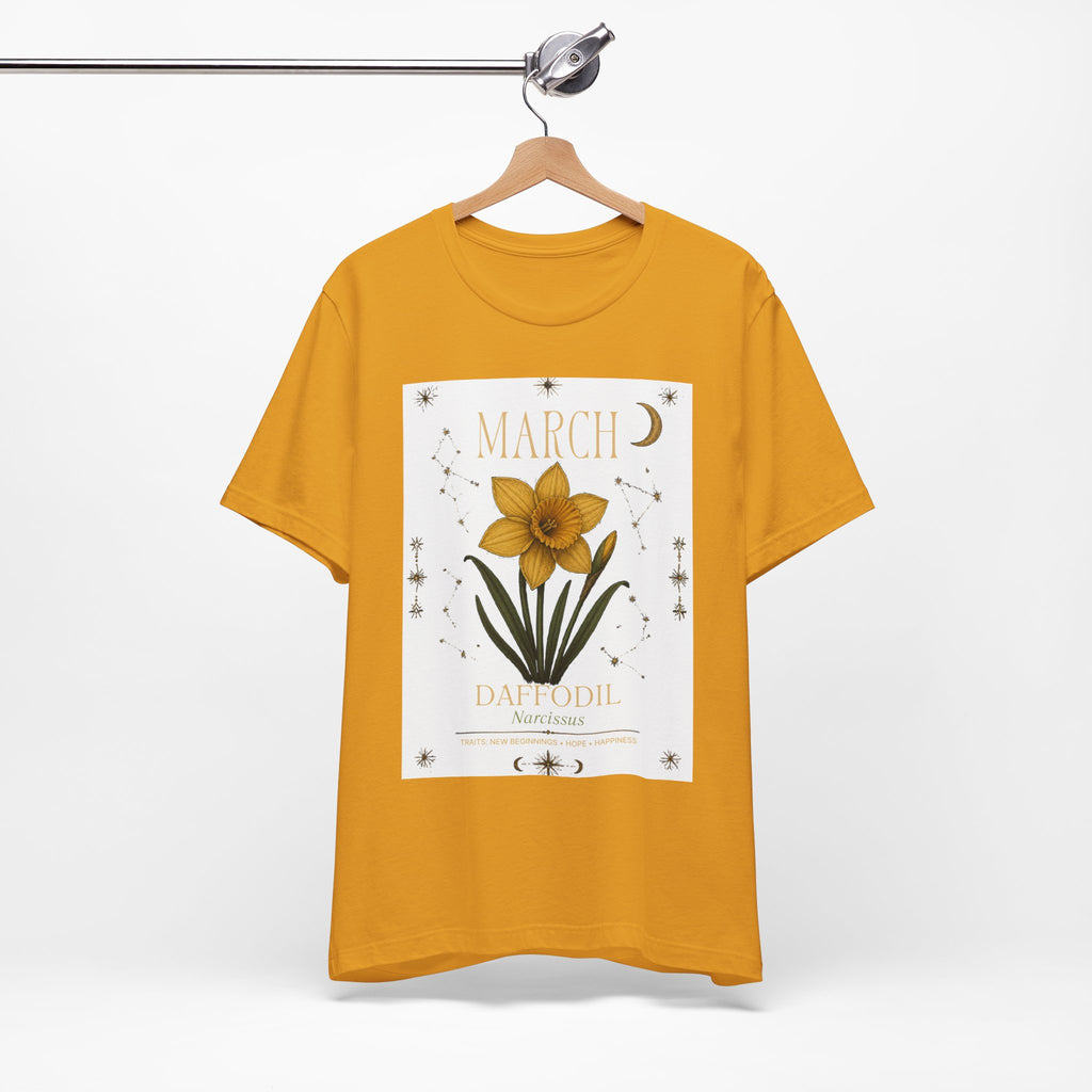 March Zodiac/Celestial aesthetics with birth flower — Birth Month Flower Tee