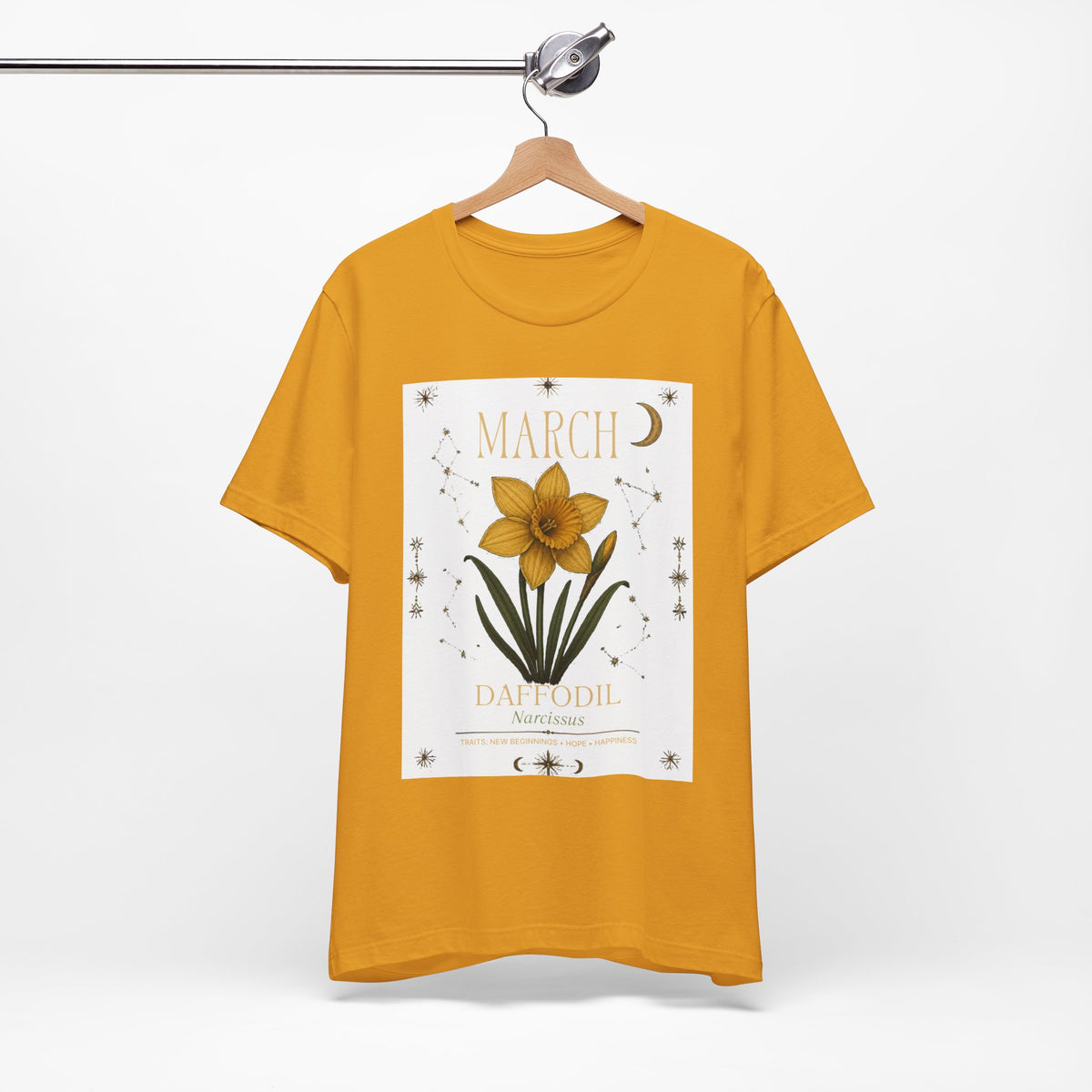 March Zodiac/Celestial aesthetics with birth flower — Birth Month Flower Tee