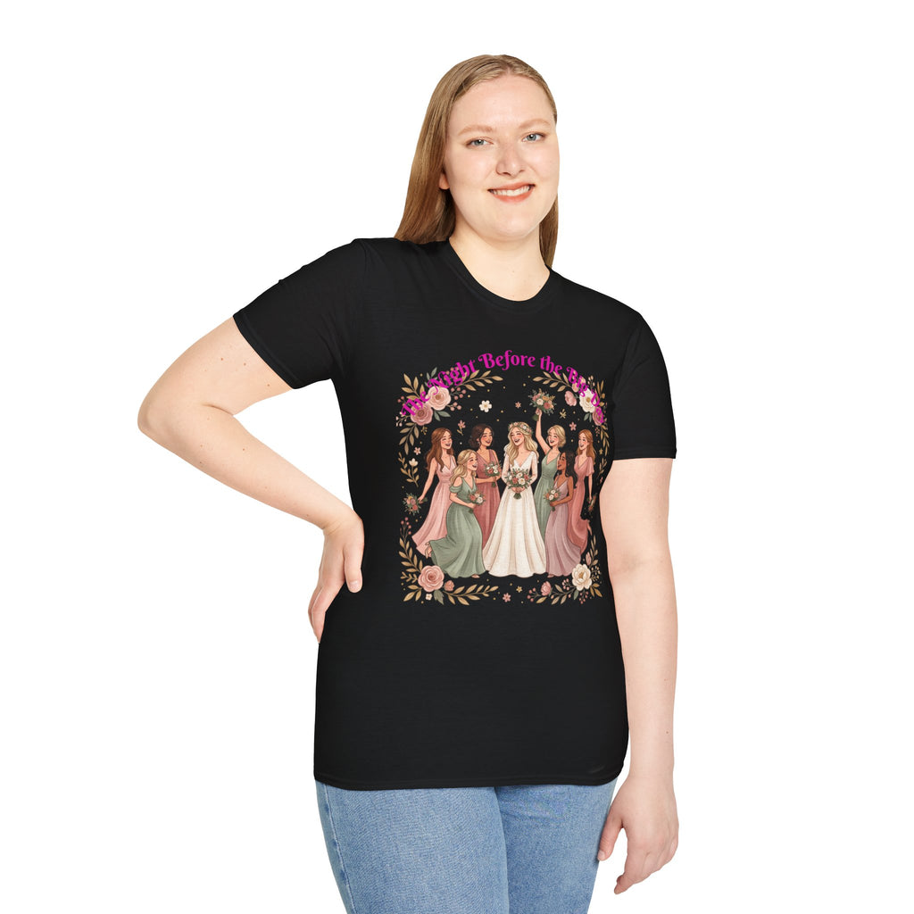 Bride and Bridesmaids Illustration T-Shirt | Floral Wedding Bridal Party Design