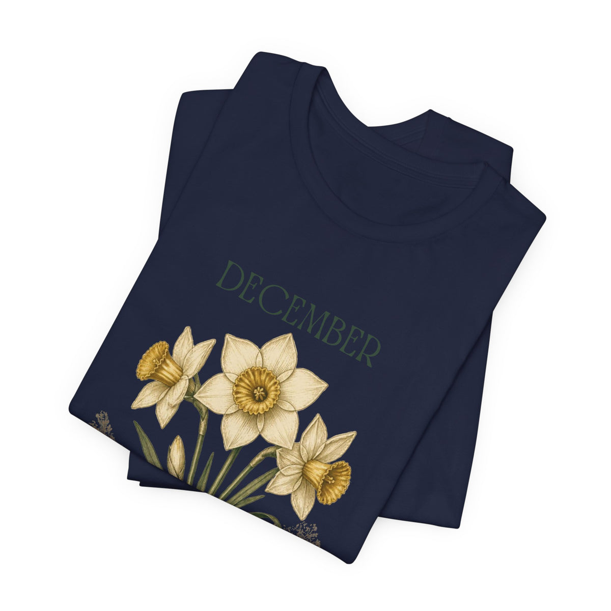 December Birth Flower Tee | Narcissus & Holly Celestial Design | Birthday Gift
