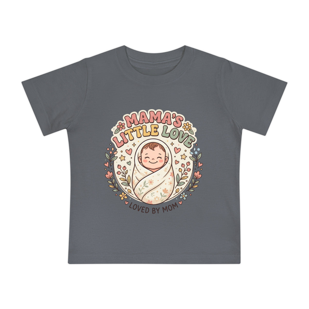 Mama's Little Love baby short sleeve t-shirt | Loved by Mom, floral swaddle design