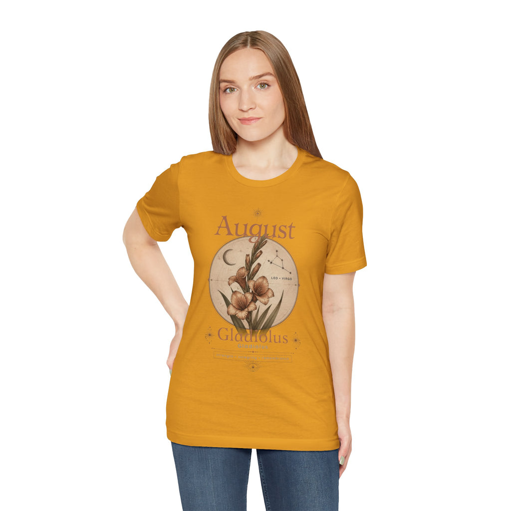 August Birth Flower Gladiolus Floral Tee
