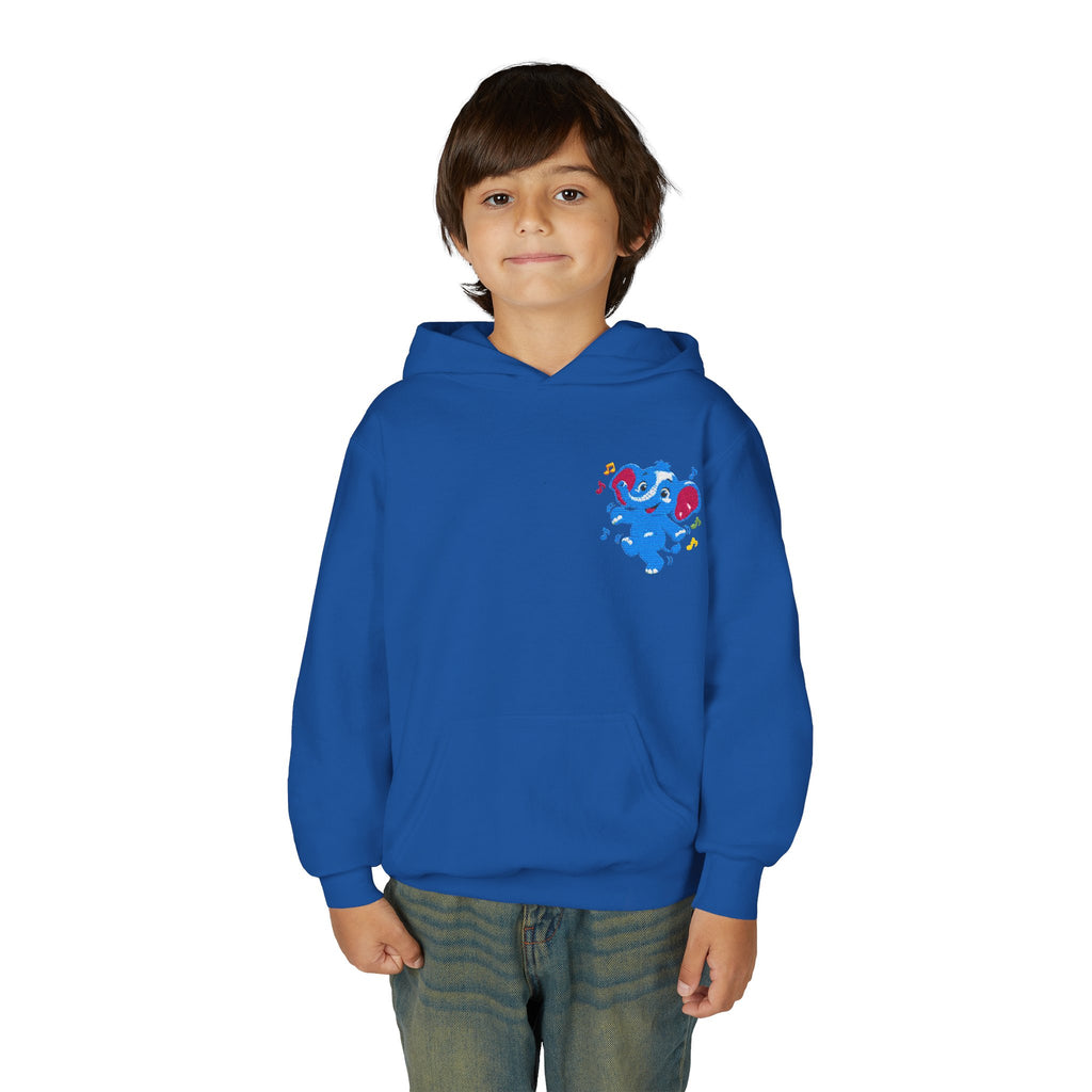 Kids Patriotic Elephant Hoodie – Blue Red USA Spirit Youth Sweatshirt