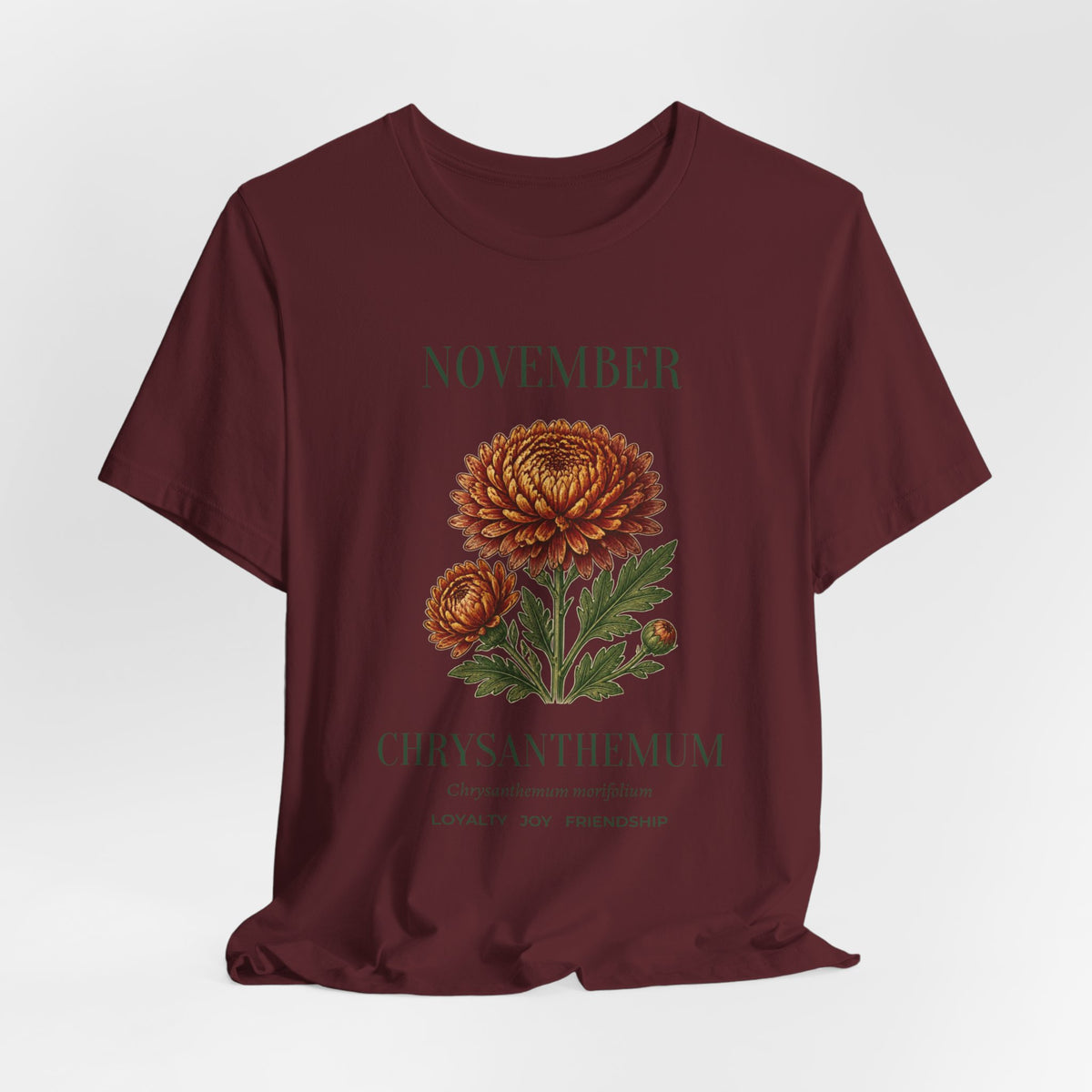 November Birth Flower Tee | Chrysanthemum Celestial Design | Birthday Gift
