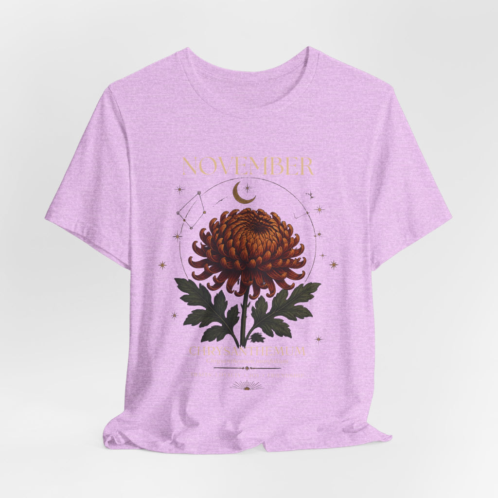 November Birth Flower Chrysanthemum Tee — Floral Birth Month T-Shirt