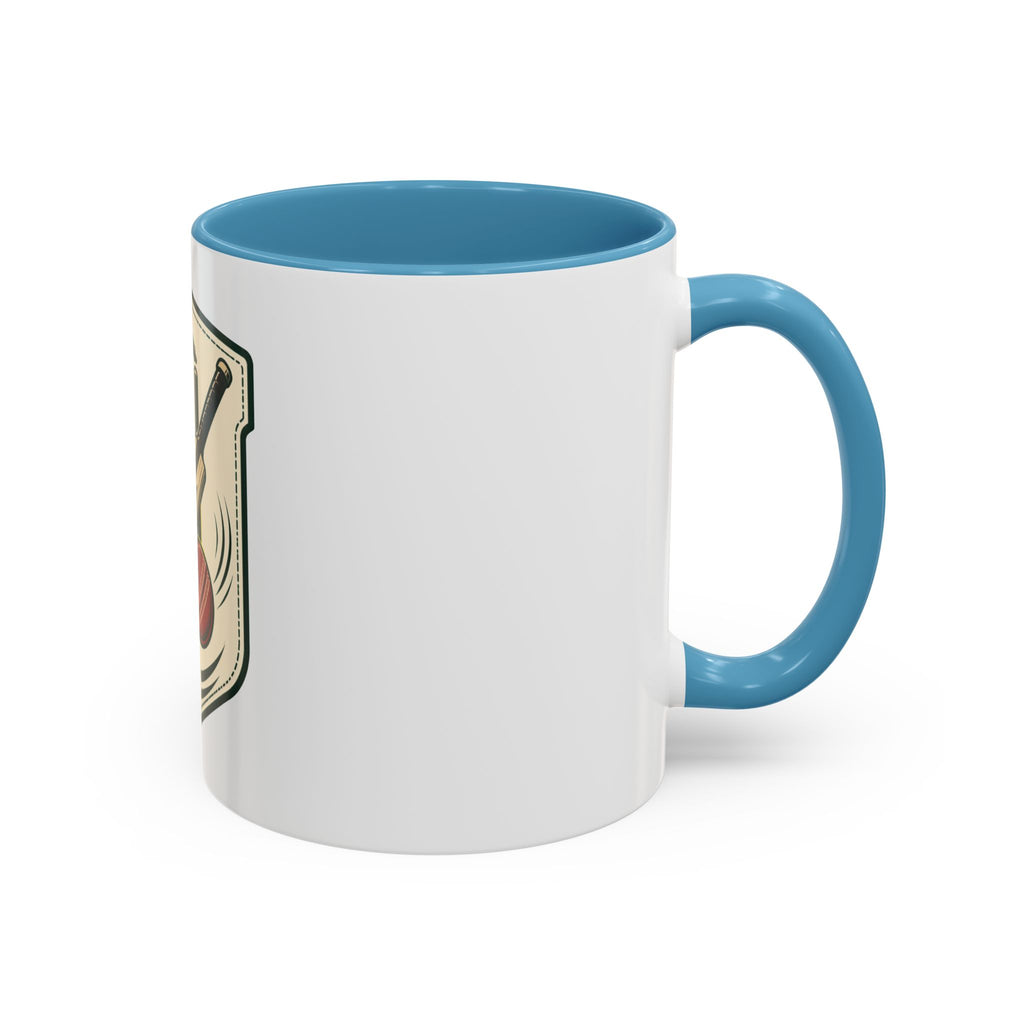 Cricket Crest Accent Mug — Vintage Bat & Ball Coffee Cup (11/15oz)
