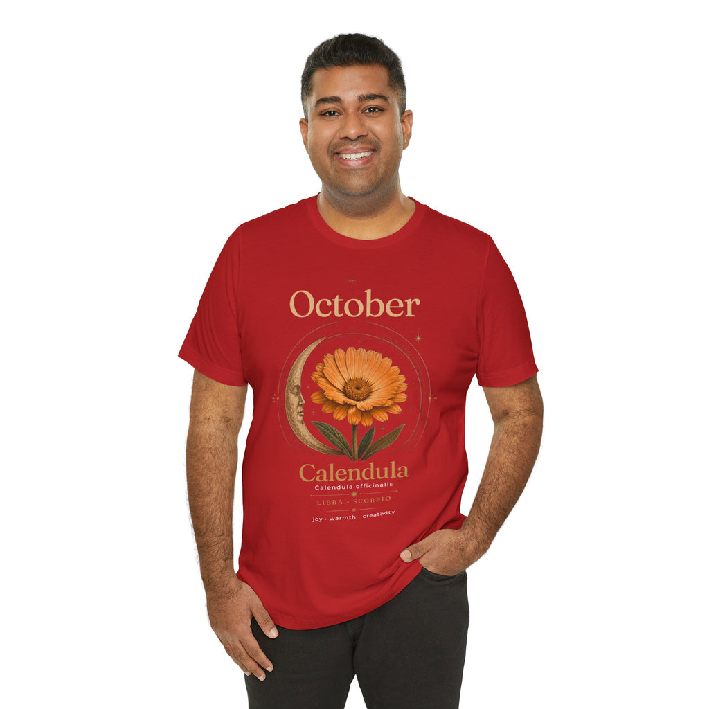October Birth Flower Calendula T‑Shirt – Floral Birth Month Tee