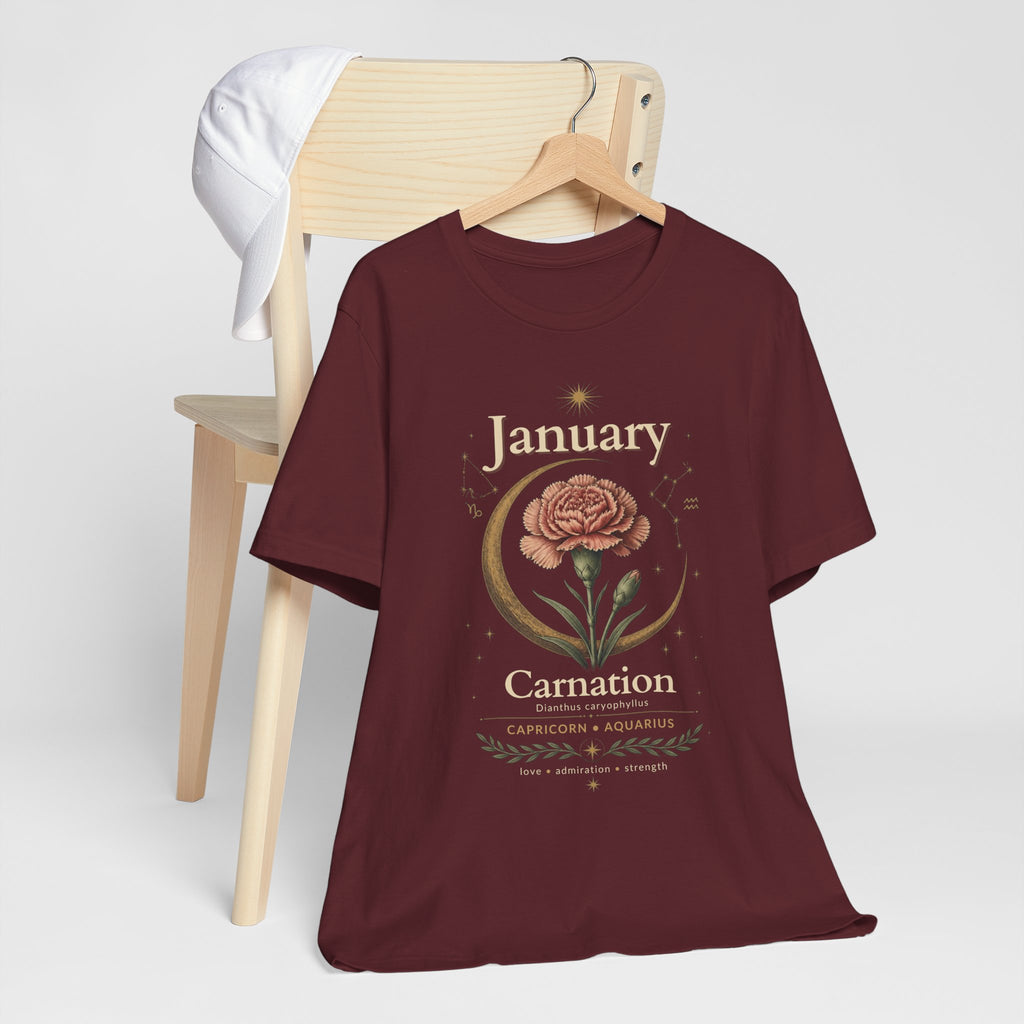 January Birth Flower - Carnation T-Shirt — Birth Month Flower Tee