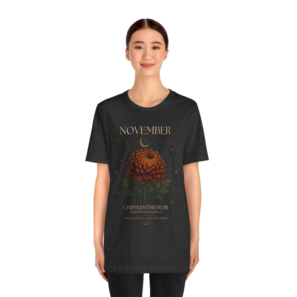 November Birth Flower Chrysanthemum Tee — Floral Birth Month T-Shirt