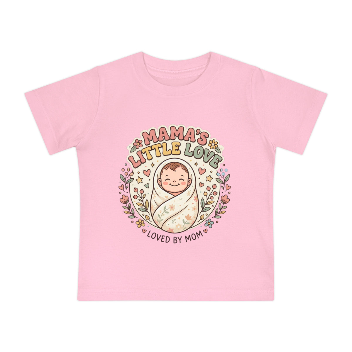 Mama's Little Love baby short sleeve t-shirt | Loved by Mom, floral swaddle design