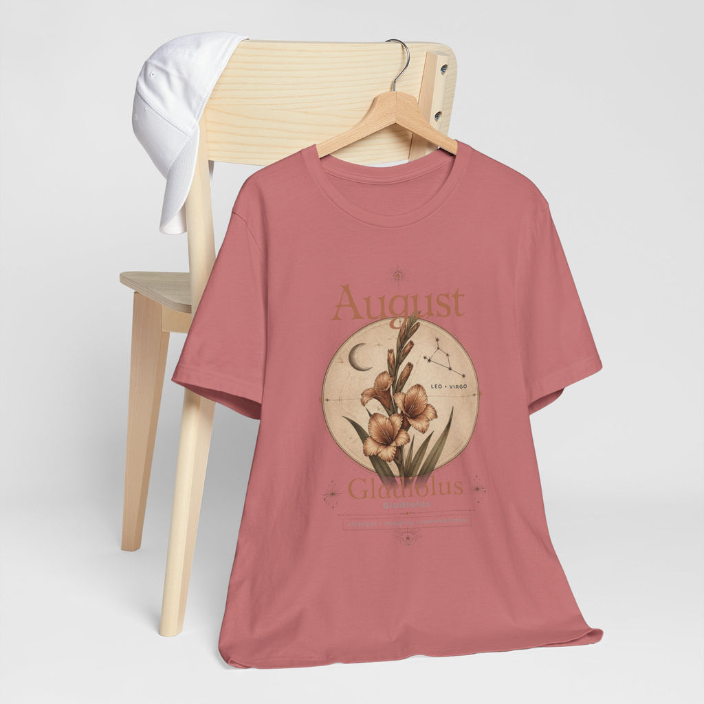 August Birth Flower Gladiolus Floral Tee